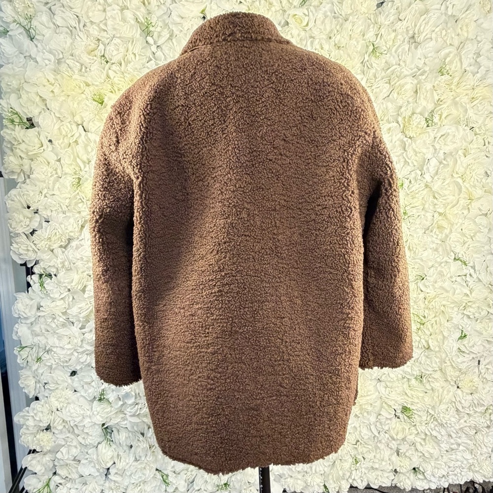 PrettyGarden Brown Teddy Sherpa Coat Jacket Large Soft Cozy Pockets - Picture 5 of 10